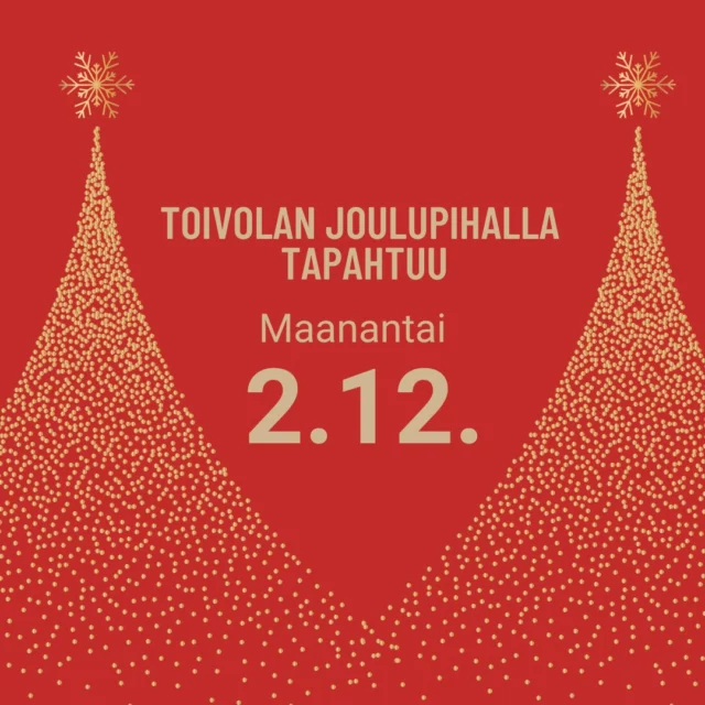 Toivolan pihan toimijoiden aukioloajat:
- Valkoinen Puu klo 11.00-20.00
- Käsityöläismuseo ja museokauppa Sparvin klo 11.00-18.00
- Joulupuoti ja makasiinit klo 12.00-19.00
- Joulukioski klo 16.00-20.00
- Titityy klo 10.00-18.00
- Madame Rustique Kellarissa klo 12.00-18.00
- BYPIAS klo 10.00-18.00
- Annukan Viherpalvelun joulukuusien myyntipiste. Tiedustelut ja tilaukset 040 522 1805

#joulutunnelma #joulunodotus #toivolanjoulu #ravintola #valkoinenpuu 
#toivolanvanhapiha #jyvaskyla #joulu #jyväskylä #bypias #joulunavaus #toivolanpiha #titityy #madamerustique #paikallinen #paikallinenpalvelu #ravintola #käsityöläismuseo #valkoinenpuu #joulupuoti #vanhapappila #joulupuoti #annukanviherpalvelu