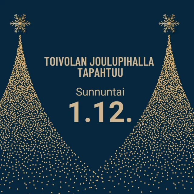 Tervetuloa tunnelmoimaan Toivolaan joulukuun ensimmäistä päivää!🌟🎄🌟🎄

Tänään Toivolaan saapuu lampaat ihastuttamaan meitä. klo. 12.00-16.00 Toivolan yläpihalla pääsee ihastelemaan Tukkolan tilan lampaita ja toki jututtamaan lampuri Virpi Räisästä. Virpillä myös myynnissä mm. taljoja. Tervetuloa🐑🐑🐑

Toivolan pihan toimijoiden aukioloajat:
- Valkoinen Puu klo 12.00-18.00
- Joulupuoti ja makasiinit klo 12.00-18.00
- Joulukioski klo 12.00-18.00
- Titityy klo 12.00-16.00
- Madame Rustique Kellarissa klo 12.00-16.00
- BYPIAS klo 12.00-16.00
- Annukan Viherpalvelun joulukuusien myyntipiste. Tiedustelut ja tilaukset 040 522 1805

#joulutunnelma #joulunodotus #toivolanjoulu #ravintola #valkoinenpuu 
#toivolanvanhapiha #jyvaskyla #joulu #jyväskylä #bypias  #toivolanpiha #titityy #madamerustique #paikallinen #paikallinenpalvelu #ravintola #valkoinenpuu #joulupuoti #joulupuoti #annukanviherpalvelu